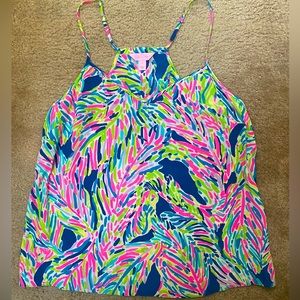 Lilly Pulitzer Silk Halter Tank Top L